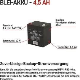 EMOS Wartungsfreier Bleiakku 12V 4,5 Ah 1 St.