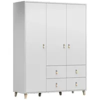 Moeblo Möblo Drehtürenschrank, Weiß, Metall, 4 Schubladen, Rechteckig, 150x201.5x55