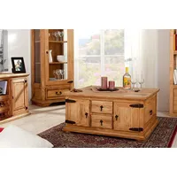1a Direktimport Truhentisch Pinie mexikanisch - 2 Schübe, Landhausstil