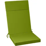 PRIMEPATIO Hochlehner Auflage 120x50x6 cm mit Abnehmbarem Bezug – Gartenstuhlauflage Wasserabweisend, 6 cm Polsterung & Befestigungsbänder – Outdoor Sitzkissen für Hochlehner, 1er Set Grün