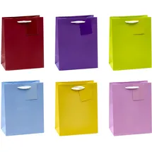 TSI Geschenktüten TRENDFARBEN dunkelrot, lia, grün, hellblau, gelb, rosa 18,0 x 23,0 cm, 12 St.