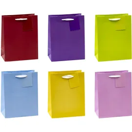 TSI Geschenktüten TRENDFARBEN dunkelrot, lia, grün, hellblau, gelb, rosa 18,0 x 23,0 cm, 12 St.