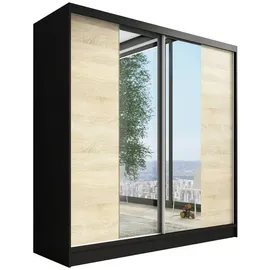 A&J MöbelLand Schiebetürenschrank DUO 200 x 215 x 59,5 cm Weiß/Schwarz