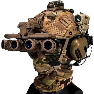 Airsoft Taktisch Helm Set, Militär Fast Protective Helmet with Tactical Headset Und Helmüberzug Full Protect Taktischer Visier, Teleskop-Modell NVG Halterung