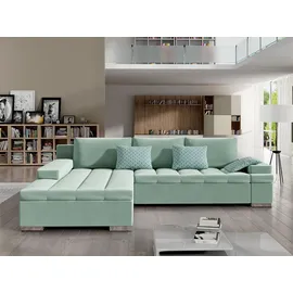 Mirjan24 Ecksofa Bangkok, L-Form Polsterecke mit Schlaffunktion und Bettkasten (Seite: Links, Magic Velvet 2227 + Evo 30) - Grün