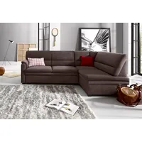 Ecksofa SIT & MORE "Pisa L-Form", braun (dunkelbraun), B:245cm H:89cm T:161cm, NaturLEDER (echtes Rindsleder), Korpus in Kunstleder SOFTLUX;Luxus-Microfaser (90% Polyester, 10% Polyamid);Struktur (100% Polyester);Luxus-Microfaser ALTARA NUBUCK (100% Polyester), Sofas, Ecksofa, mit Federkern, wahlweise mit Bettfunktion