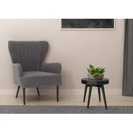 Mendler Lounge-Sessel HWC-K37 Bouclé 75 x 80 x 75 cm dunkelgrau mit Kissen
