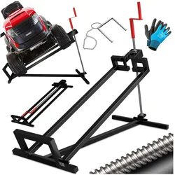MASKO®  Rasentraktor Heber 400kg Aufsitzmäher Hebevorrichtung Rasentraktorheber Reinig.Hilfe Hebebühne inkl. Arbeitshandschuhen & Bürste