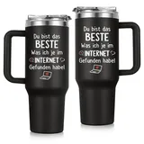 Craftique Jahrestag Geschenk für Ihn Sie, Partner Geschenke, 1.2L Thermobecher mit Strohhalm und Griff, Geschenk Hochzeitstag, Geschenke für Paare, Valentinstagsgeschenk