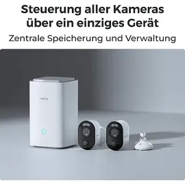 Reolink Hub1 mit 2 Argus Series B350 + Solar Panel 4K 8MP Akku Kamerasystem WLAN Outdoor, Überwachungskamera