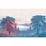 KOMAR Vliestapete, Blau, Rosa, Weiß, Bäume, 400x250 cm, Fsc, Tapeten Shop, Vliestapeten