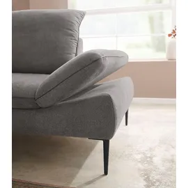 W.Schillig Ecksofa "enjoy&MORE, Designsofa, elegant und bequem, L-Form", grau (grau r66), B:294cm H:87cm T:185cm, Chenille-Flachgewebe R66 (85% Polyester, 15% Nylon);Longlife Xtra-Leder Z59: Glattleder mit modischer Prägung.