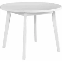 Furnix Esstisch Olimo 3L Küchen-Tisch rund ausziehbar 100/130 cm, 100/130x75x100 cm, Gestell und Beine Buche, pflegeleicht& robust weiß