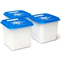 Amuse Alaska A-000079 Gefrierdosen / Frischhaltedosen-Set zum Einfrieren als Aufbewahrungsboxen, in Profi-Qualität, eckig, 3 x 1200 ml blaue Vorratsdosen luftdicht