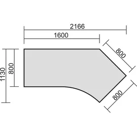 Geramöbel Flex Schreibtisch lichtgrau, silber L-Form, 5-Fuß-Gestell silber 216,6 x 113,0 cm
