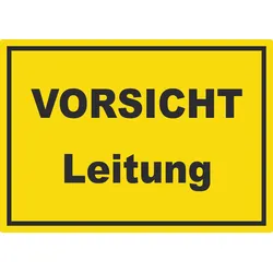 Vorsicht Leitung Aufkleber mit Text A4 (210x297mm)