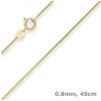 Schmuck Krone Goldkette 0,8mm Schlangenkette aus 333 Gelbgold 45cm, Gold 333 goldfarben