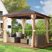 TOOLPORT Gartenpavillon 3 x 3 m braun/champagner