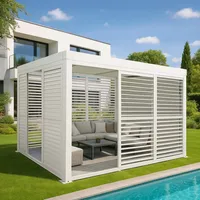Mendler Alu Pergola HWC-L46, Pavillon Terrassenüberdachung, 6x Lamellenpaneel 6x