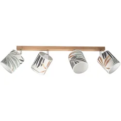 BRITOP LIGHTING Deckenleuchte "HOJA", grün (weiß, grün, kupferfarben, eichefarben), Ø 13cm H: 20cm, Lampen, Schirme aus laminierter Tapete, Baldachin aus Eichenholz, Deckenspot