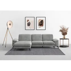 Ecksofa SIT & MORE "Cabana L-Form", silber, B:301cm H:84cm T:195cm, 100% Polyester, Sofas, Recamiere, wahlweise mit Sitztiefen-, Armlehnen- und Kopfteilfunktion