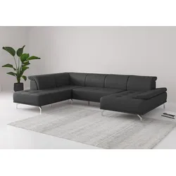 Wohnlandschaft PLACES OF STYLE "Caluna", schwarz, B:334cm H:81cm T:235cm, Sofas, Inkl.Sitztiefenverstellung