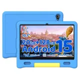 Kinder-Tablet 10'' mit 20 GB RAM 128 GB ROM Android 15 Kindersicherung Schutzhš1lle Rosa - Blau