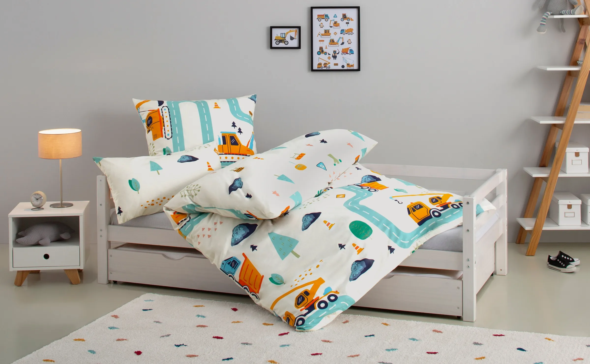 Kinderbettwäsche »CUDDLEE«, in vielen Designs: Dino,Einhorn,Weltraum,Baustelle,Herz,Trecker, 11768111-0 Baustelle 1 St.