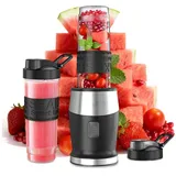 Fofile Smoothie-Maker TB18S 500W Standmixer mit 2x570ml Flaschen Smoothie Mixer, 500 W, BPA frei Tritan, 4 Edelstahl Klingen, 24.000 U/min schwarz