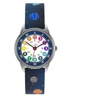 Cander Berlin MNA 1230 G Armbanduhr 3 ATM wasserdicht Lernuhr Armbanduhr Kinder Lernuhr analog Jungen Mädchen Weltraum (Standard)