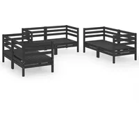 vidaXL 6-tlg Garten-Lounge-Set Schwarz Massivholz Kiefer