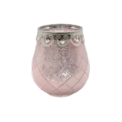 Dekohelden24 Kerzenständer Orientalische Designer Kerzenhalter, Größe und rosa 16 cm