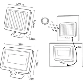 Maclean Brackets Maclean MCE438 LED Strahler mit Bewegungssensor Flutlichtstrahler Solar Wandleuchte Dämmerungssensor Solarleuchte IP44 5W 400 Lumen 6000K Kaltweiß (1x Stück)