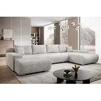 Moebelfest Credo Ecksofa U-Form, mit Schlaffunktion und Bettkasten, U-Form Couch Creme - Beige
