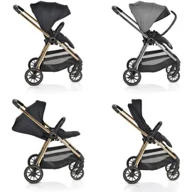 Cangaroo Kinderwagen 2 in 1 Hydra Babywanne Sportsitz Fußabdeckung Moskitonetz schwarz