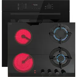 Böhme Einbauherdset mit Elektrobackofen HB60F78PPB + Hybrid Kombi Gas Elektro Kochfeld 60 cm