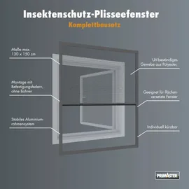Primaster Fliegenschutz-Plissee 130 x 150 cm Anthrazit