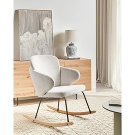 Beliani Schaukelsessel VIKEN Polyester 66 x 87 x 74 cm Cremeweiß/Braun