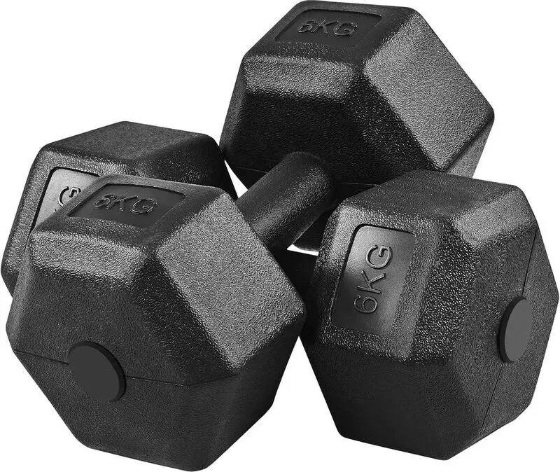 Yaheetech Hex-Kurzhantelsatz, Sechskant-Kurzhanteln für Krafttraining, Heimtrainingsgerät, Schwarz, (im Paar, 2x6kg)