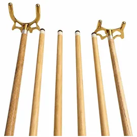 John West Billard Set - Wandhalterung 4 professionelle Billardqueues + 2 Brückenqueues