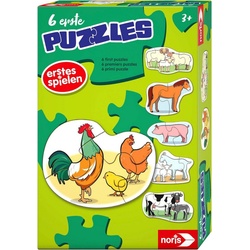 Noris Puzzle 6 erste Puzzles - Bauernhoftiere, 19 Puzzleteile bunt