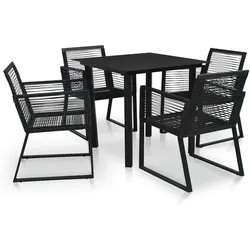 vidaXL 5-tlg. Garten-Essgruppe PVC Rattan Schwarz