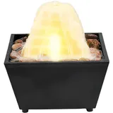 MUCKLILY Kreativer Kleiner Tischbrunnen Aus Harz Mit Led Beleuchtung Innenbereich Zimmerbrunnen Für Zen Dekoration Und Sanften Wasserfall