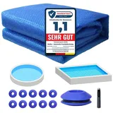 Melko Pool Solarfolie Solarplane Solarheizung Abdeckplane Poolheizung Wärmeplane Ösen 800x500cm blau - Melko