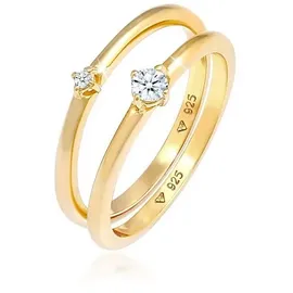 Elli DIAMONDS Elli DIAMONDS Ring Solitär Diamanten (0.125 ct.) 2er Set 925 Silber Ringe Damen