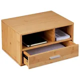 Relaxdays Schreibtisch-Organizer mit Schublade Hellbraun 2 St.