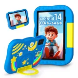 Rebecco Kinder Tablet 10 Zoll Android 14 Tablet für Kinder mit Octa-Core, 6000 mAh,10GB(4+6) RAM + 64GB ROM, WiFi, BT5.2, Kindersicherung, Vorinstallierte Kindersoftware Lerntablet für Kinder