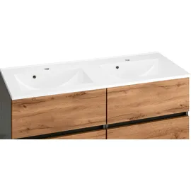 WELLTIME Waschbeckenunterschrank WELLTIME "Lucca", braun (eichefarben), B:120cm H:56cm T:47cm, Schränke, Waschbeckenunterschrank, Badmöbel, Waschtisch inkl. Waschbecken, Breite 120 cm