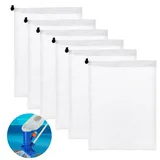 Thinp 6 STK Pool Netzbeutel,Filterbeutel,Pool Filter Netz,Netztaschen mit Kordelzug,Pool-Staubsauger Reinigung Vakuumbeutel,Fine Mesh Mikrofilterbeutel zum Fangen Blättern Kleinen Trümmer Poolsauger