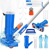 ZZXLOPEZ Poolreinigung Bodensauger, Tragbares Poolsauger Staubsauger, Pool reinigungsset mit 168cm Verdickten Poolstangen, Vakuumsauger Pool Reinigungsset für Schwimmbad, Spa,Teich, Whirlpool